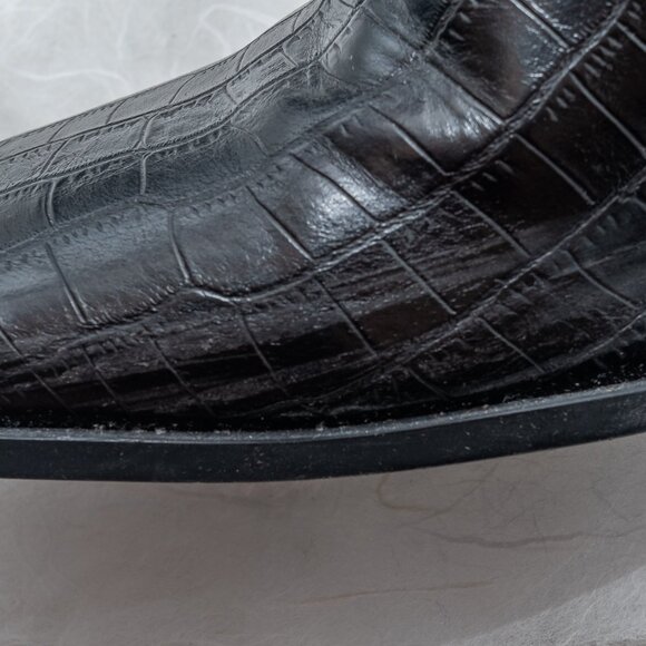 ASOS Black Heeled Boots with Croc Texture - Picture 8 of 8